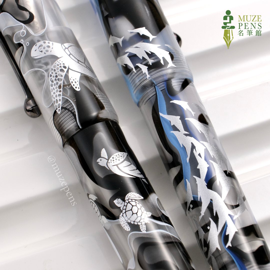 Opus 88 Ocean Demo Eyedropper Fountain Pen - Sea Turtle