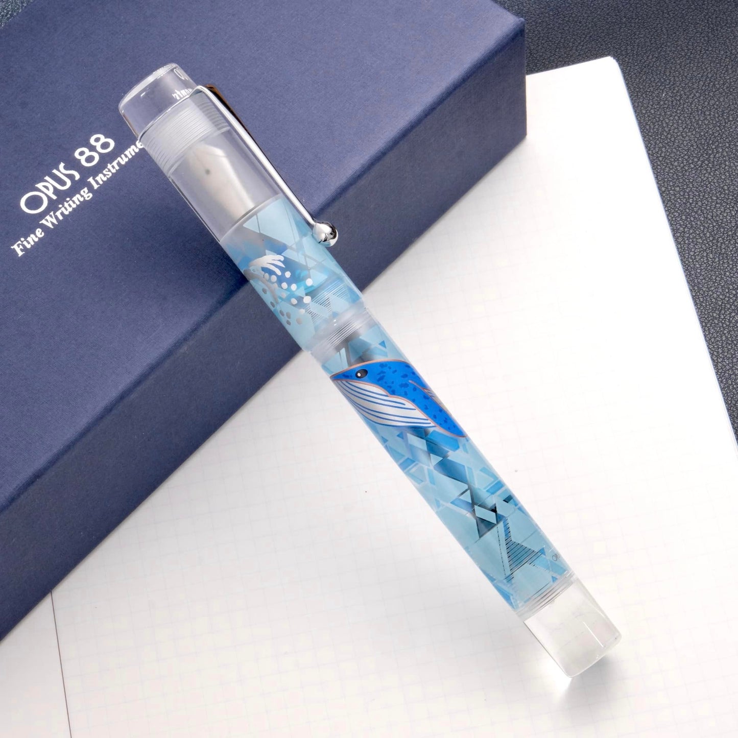 Opus 88 Ocean Demo Eyedropper Fountain Pen - Blue Whale