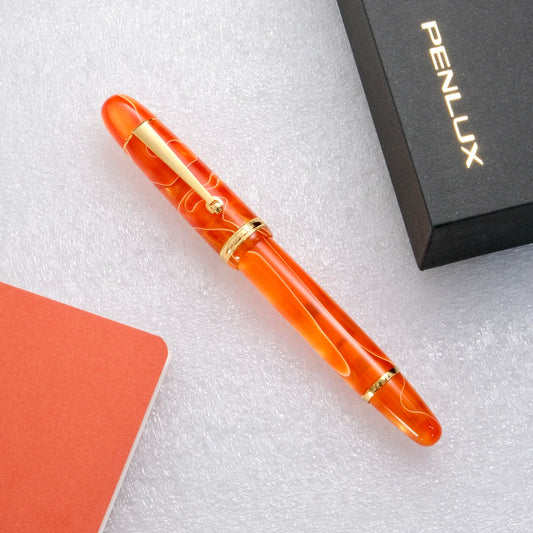 Penlux Masterpiece Grande Fountain Pen - Orange Swirl
