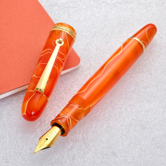 Penlux Masterpiece Grande Fountain Pen - Orange Swirl