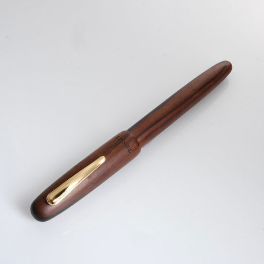 Tenny Small Round Fountain Pen - Black Sandalwood (黒檀木)