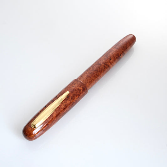 Tenny Premium Lacquered Series Handcrafted Wooden Fountain Pen - Burmese Rosewood Burl  (緬甸花梨木)