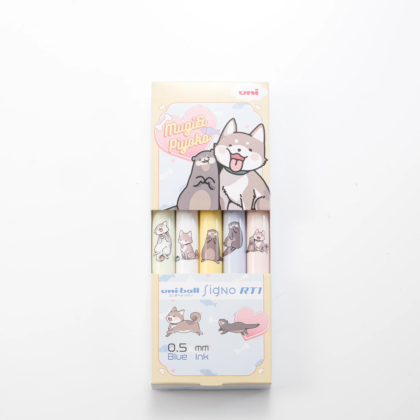 UNI-Ball Signo RT1 Mugi & Piyoko Limited Edition Gel Pen Set (Blue Ink)