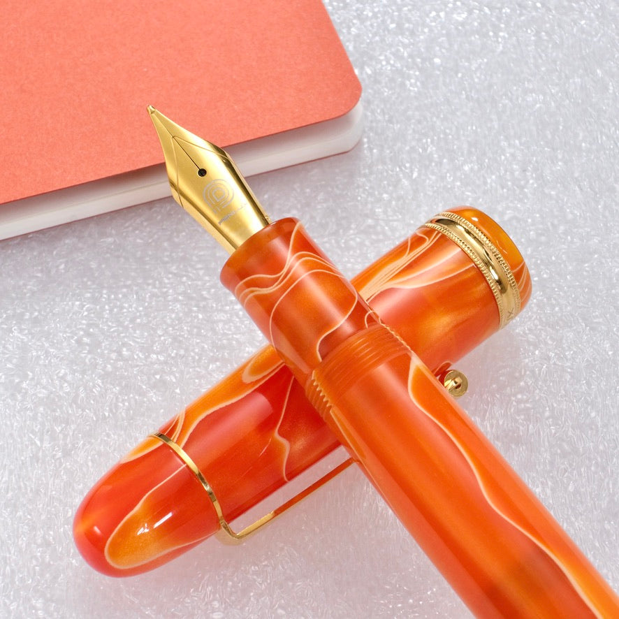 Penlux Masterpiece Grande Fountain Pen - Orange Swirl