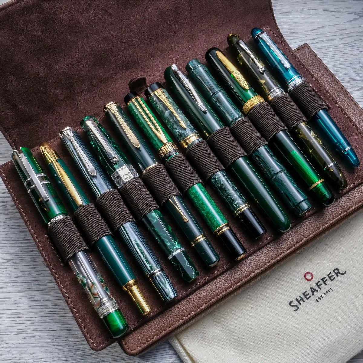 Sheaffer Twelve 12 Slots Leather Pen Case