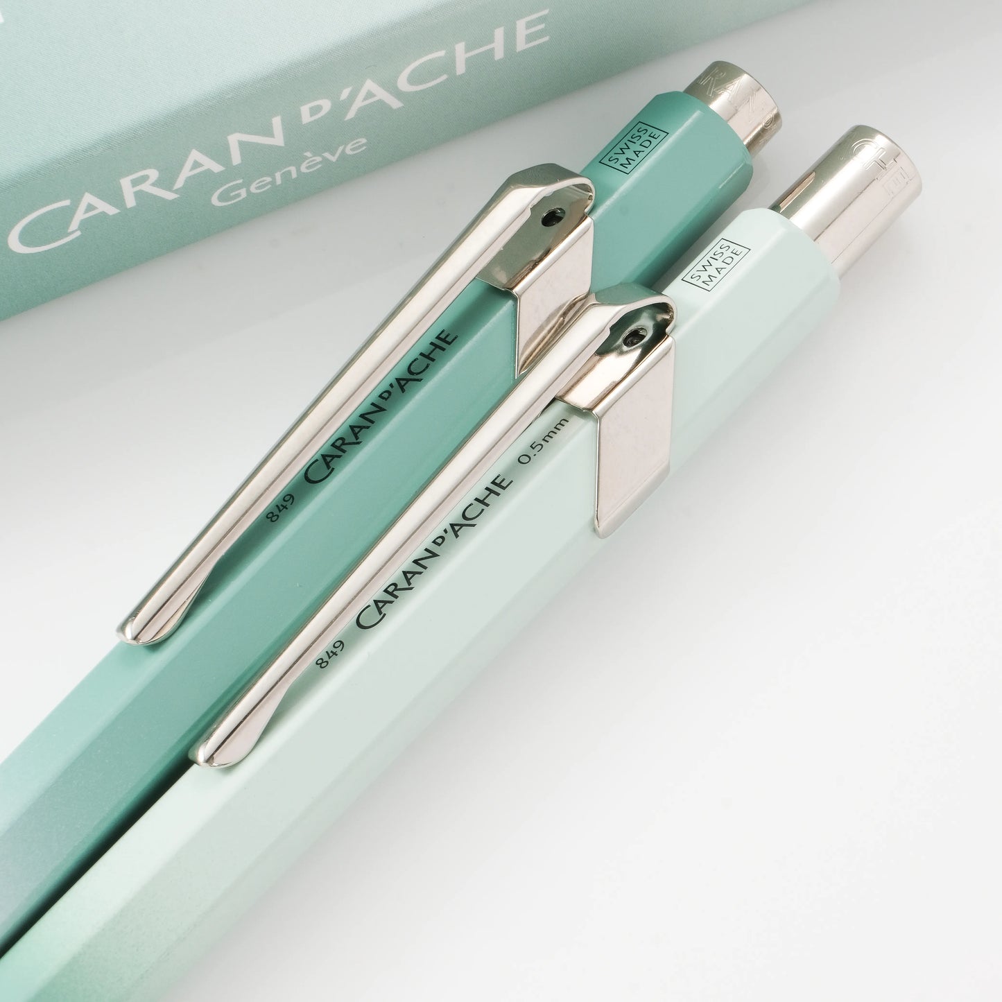 Caran d'Ache 849+844 Ballpoint Pen and Mechanical Pencil Set - Misty Forest (Special Edition)