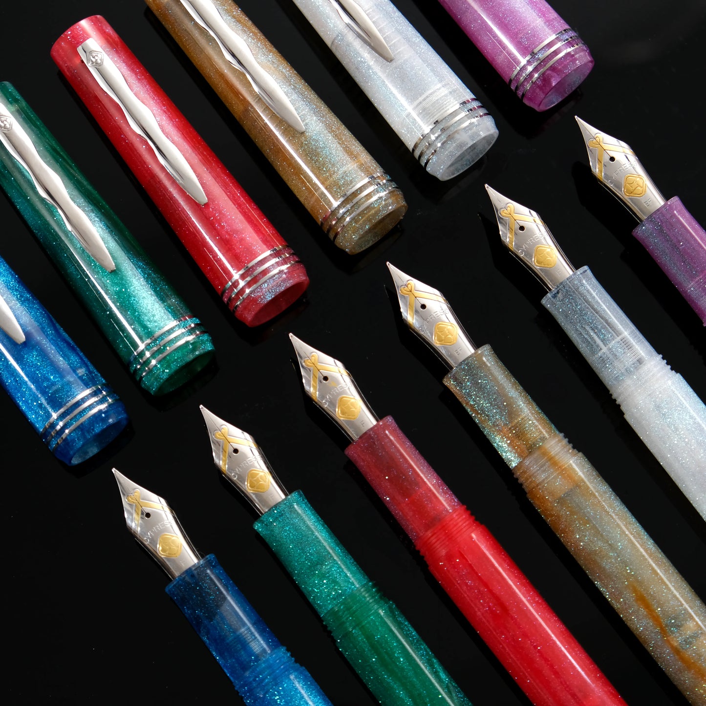Cypress Urban Speedster Flash Gold Fountain Pen - Blue