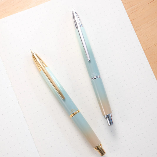 Nagasawa Capless Fountain Pen - Kobe Gradation Higashi-Kawasaki Harbor-Mint - Silver Trim (Limited Edition)