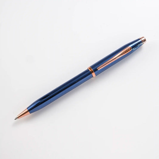 Cross Century II Ballpoint Pen - Cobalt Blue Lacquer with Rose Gold Trim
