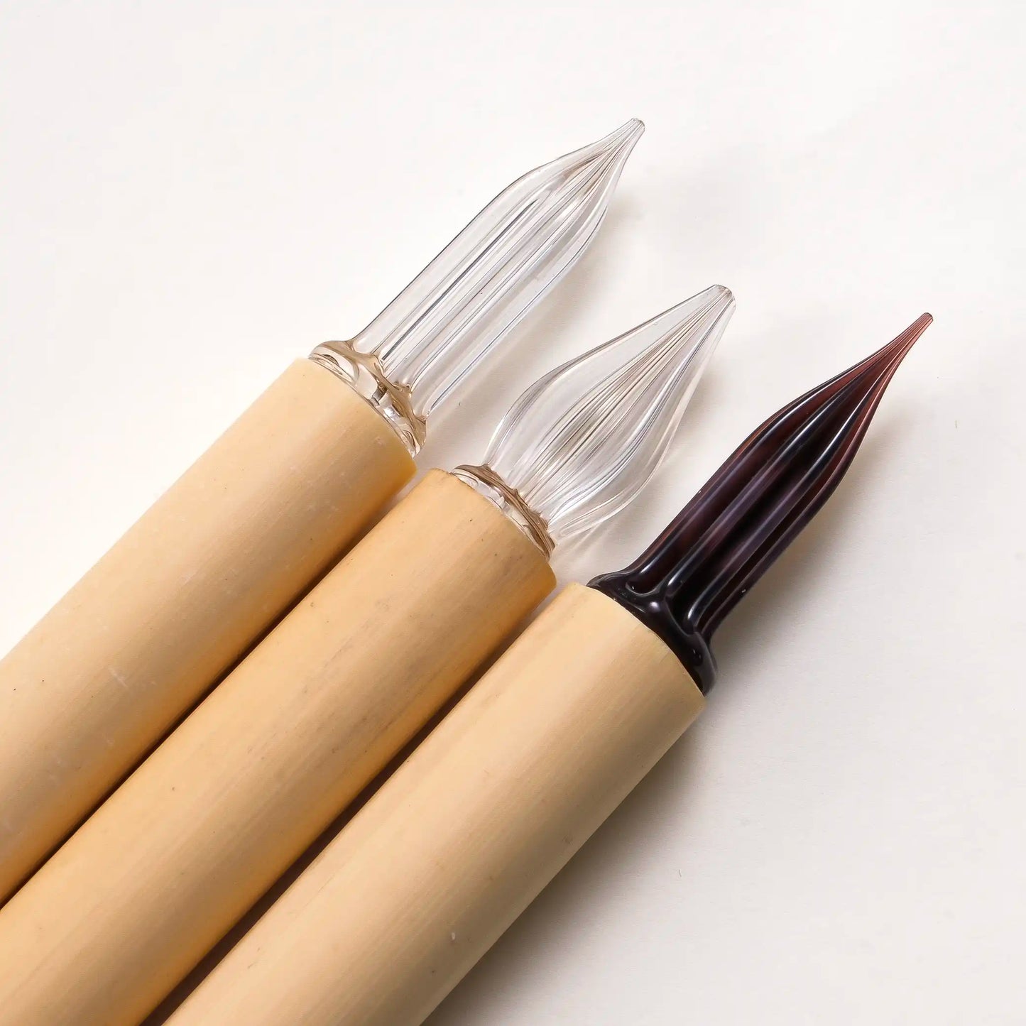 Sase Kogyosho 佐瀨工業所 Bamboo Glass Pen 3-Piece Set (Dark Amber)
