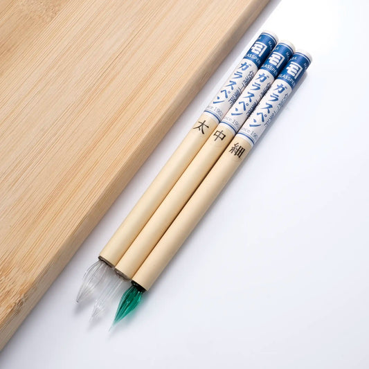 Sase Kogyosho 佐瀨工業所 Bamboo Glass Pen 3-Piece Set (Green)