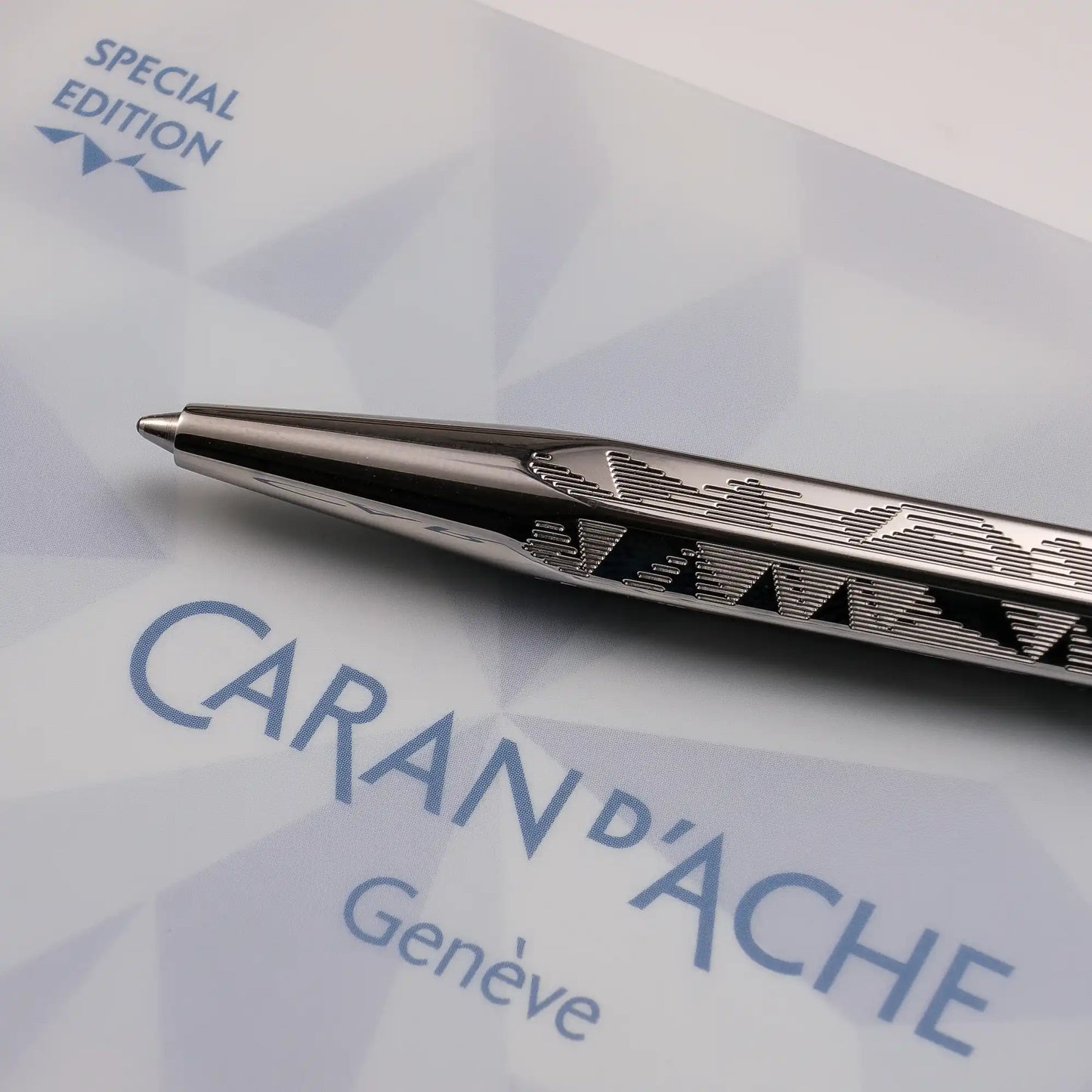 Caran d'Ache Ecridor Alpine Frost Ballpoint Pen & Polar Blue Leather Case Set