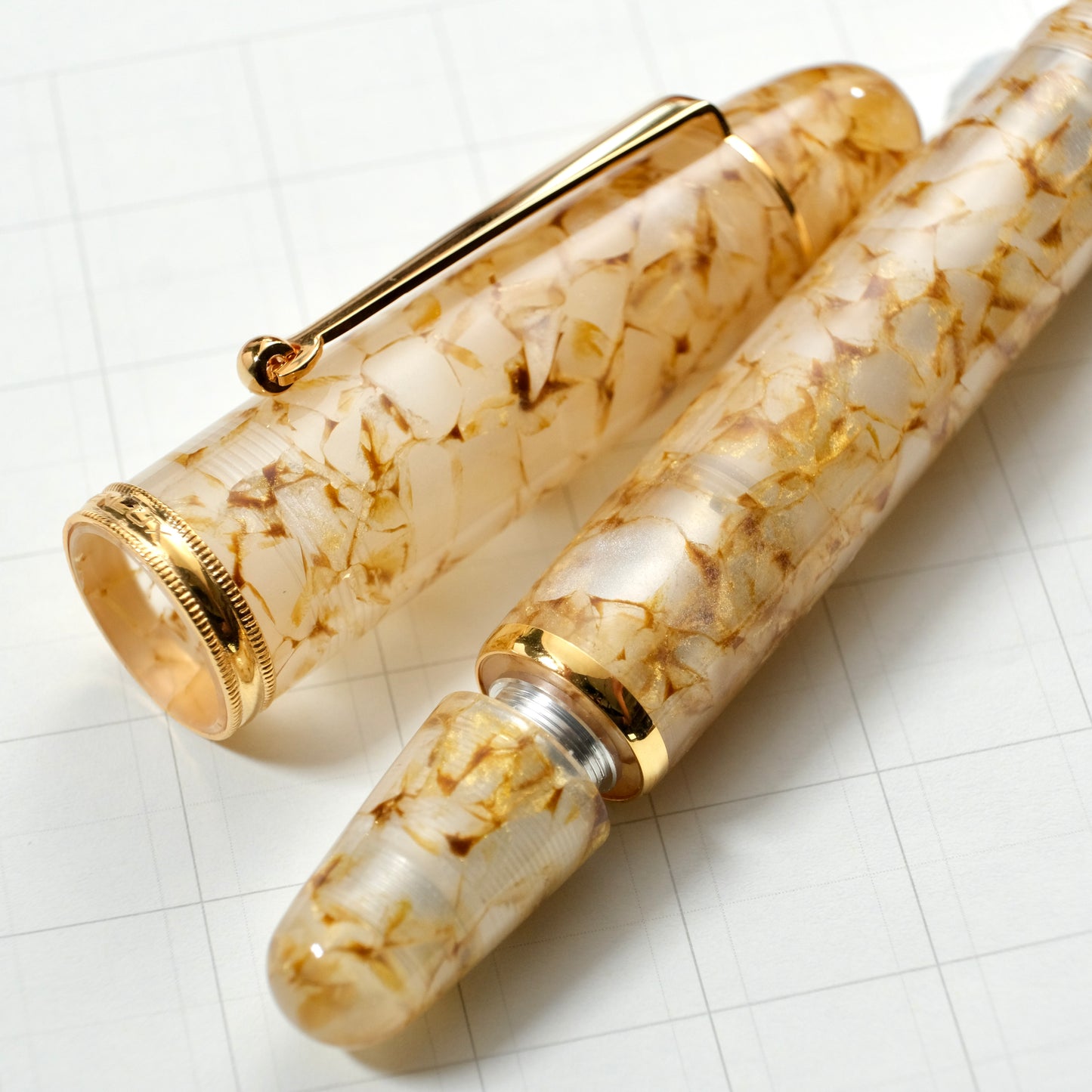 Penlux Masterpiece Grande Koi Fountain Pen - Golden Crystal