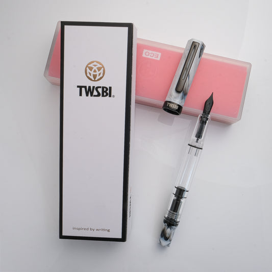 TWSBI ECO Fountain Pen - Carrara with Onyx