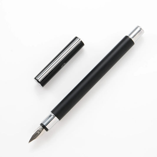 Faber-Castell Neo Slim Metal Fountain Pen - Black Matte (Shiny Chromed)