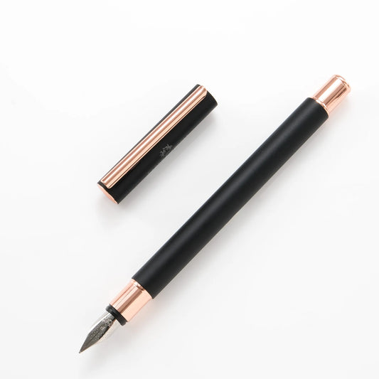 Faber-Castell Neo Slim Metal Fountain Pen - Black Matte (Rose Gold Chromed)
