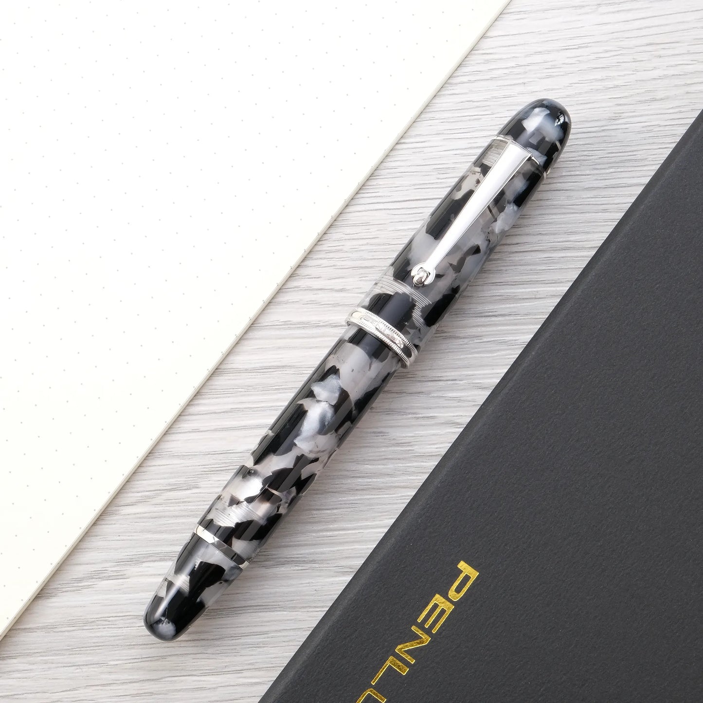 Penlux Masterpiece Grande Koi Fountain Pen - Black and White