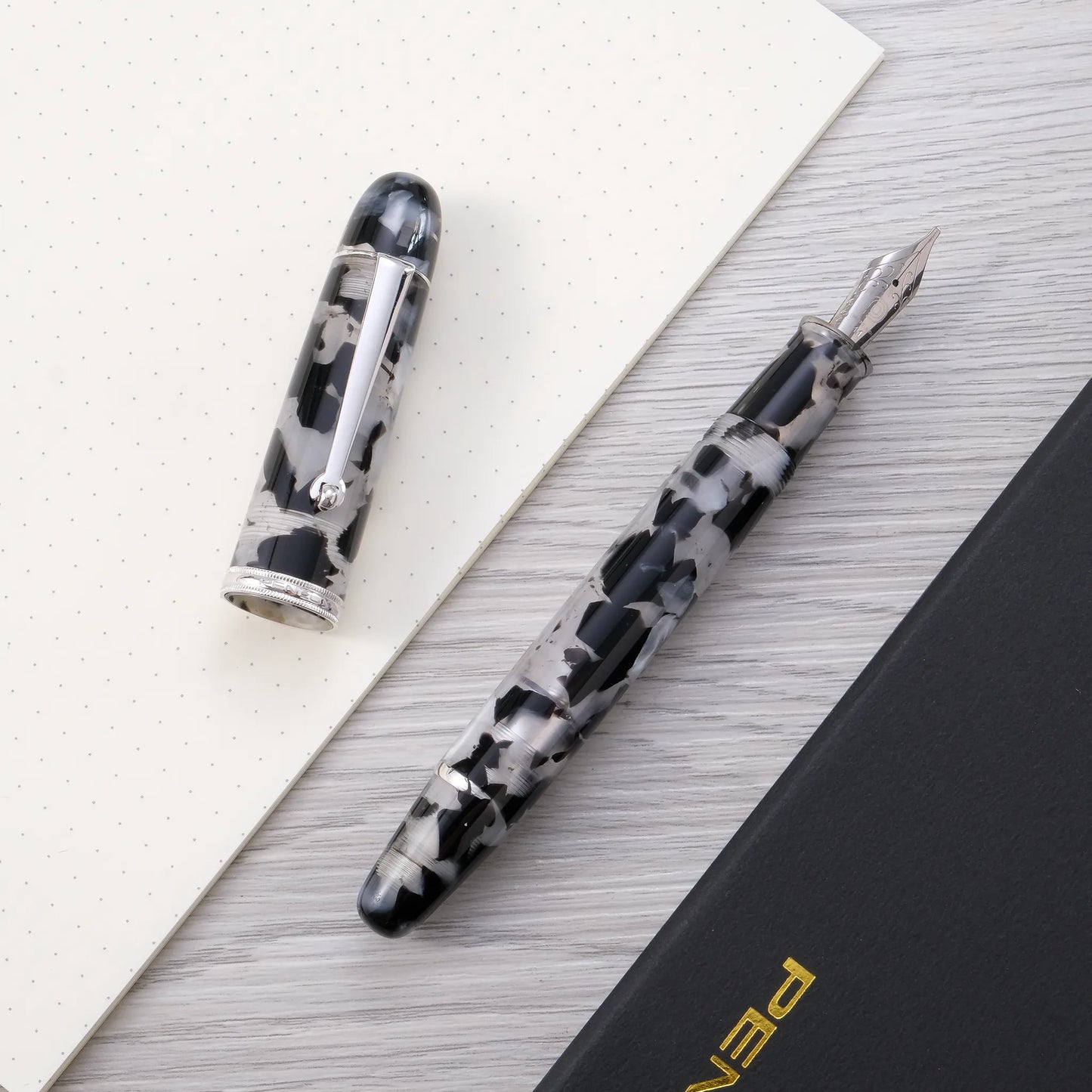 Penlux Masterpiece Grande Koi Fountain Pen - Black and White