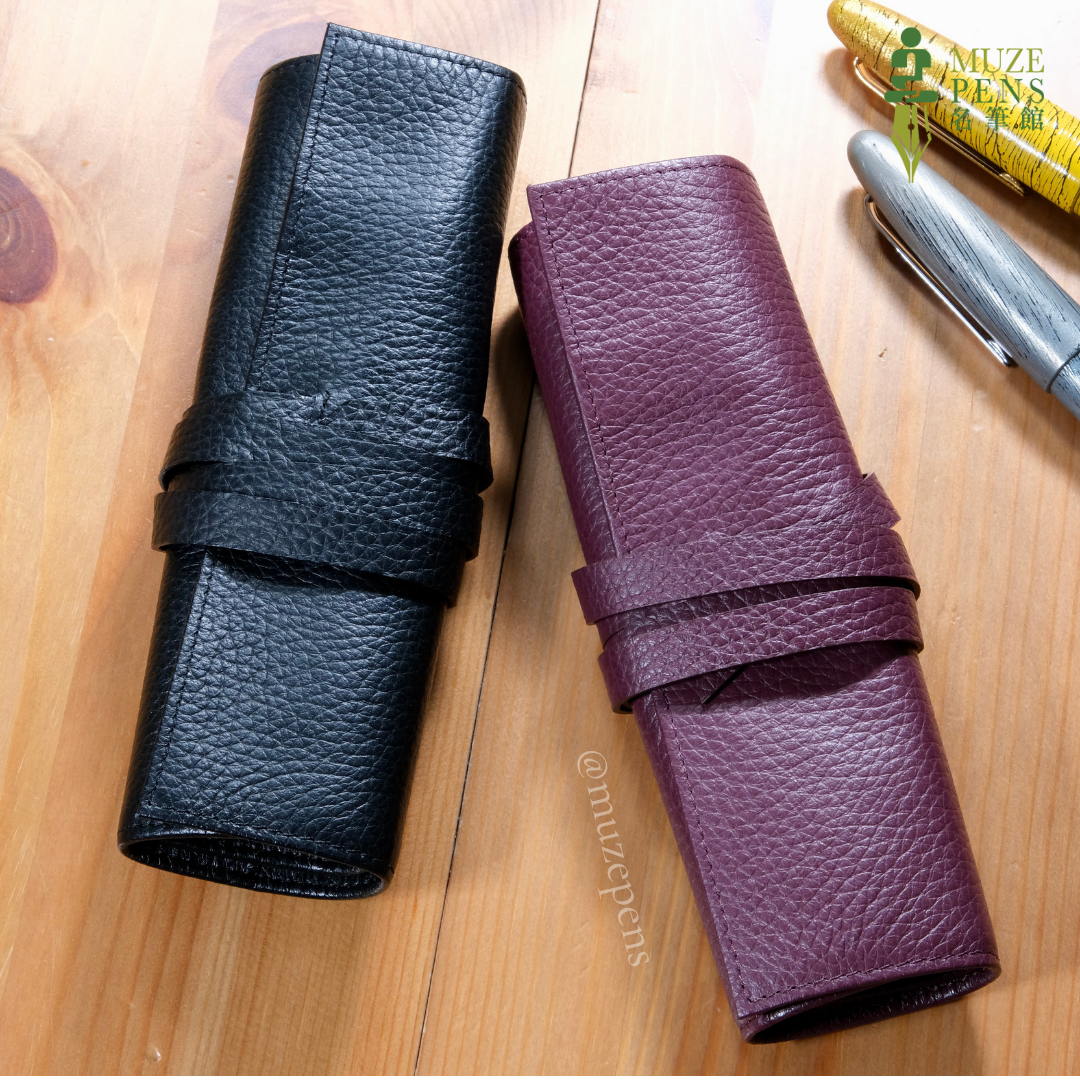 TACCIA Kin-ran x Leather 5 Slot Pen Roll Case - Black