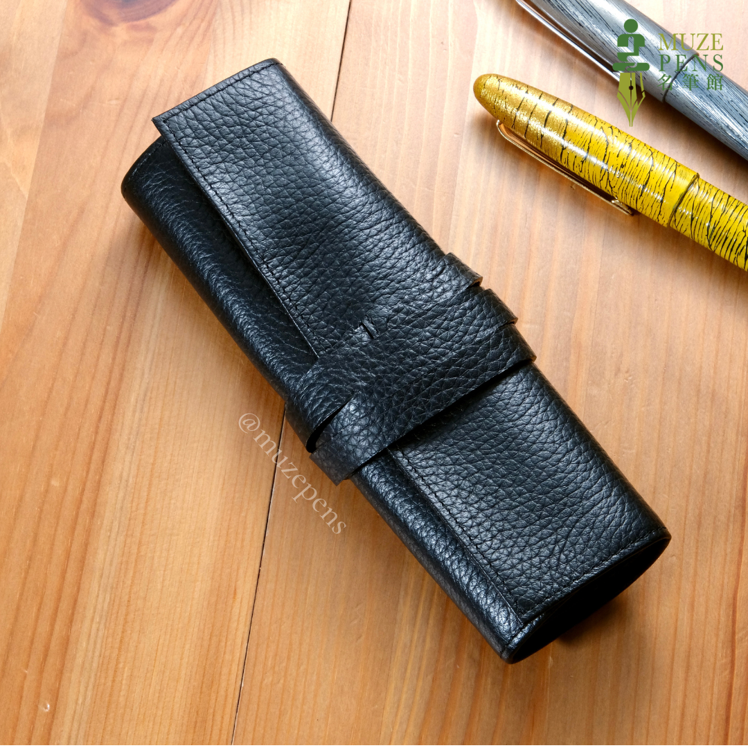 TACCIA Kin-ran x Leather 5 Slot Pen Roll Case - Black