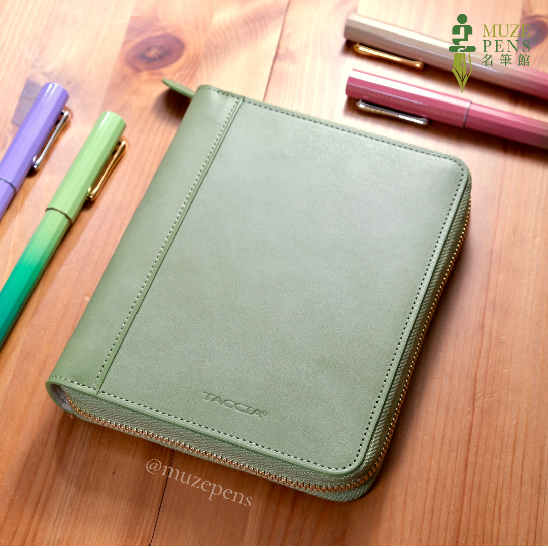 TACCIA Kin-ran x Leather 5 Slot Zipper Pen Case - Light Green