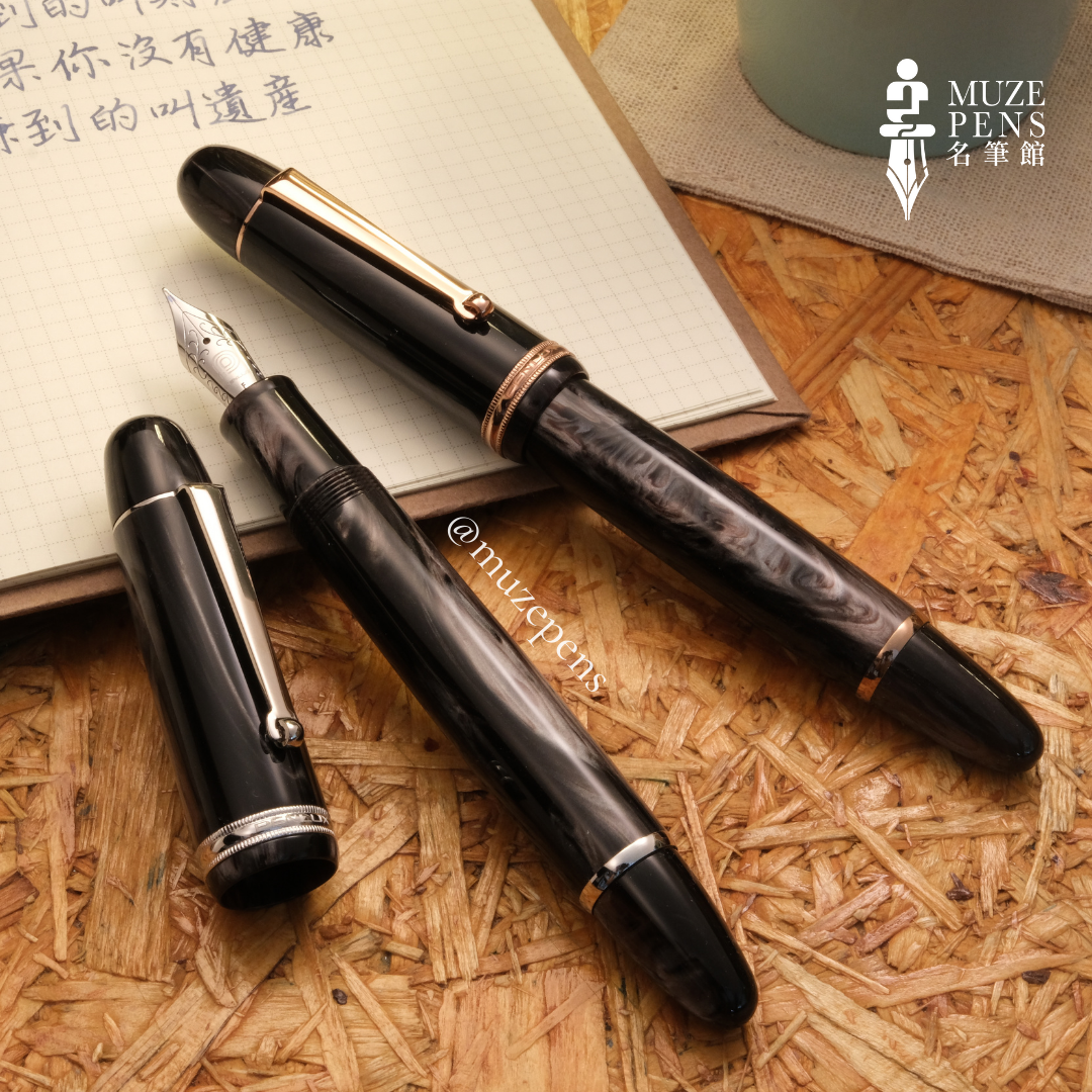 Penlux Masterpiece Grande Wave Fountain Pen - Moonnight, Silver