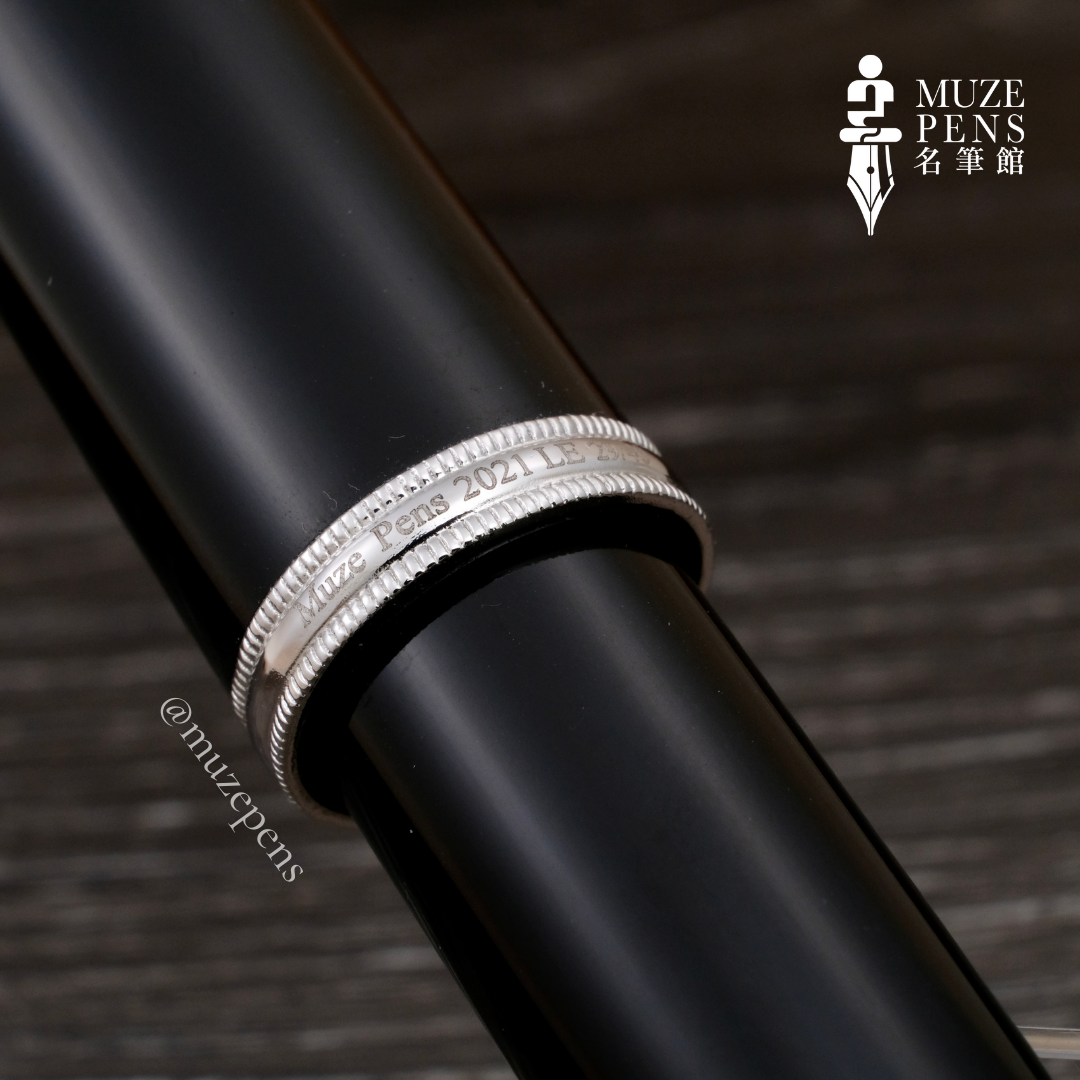 Penlux x Muze Pens Masterpiece Grande Fountain Pen - Ebonite Ultra Black Reserva, Rhodium (2021 Limited Edition)