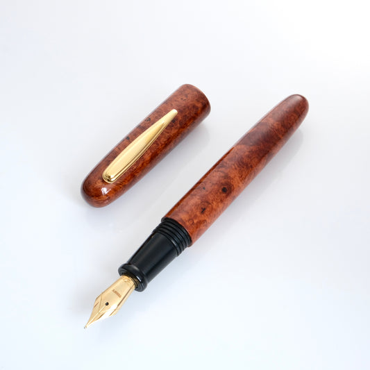 Tenny Premium Lacquered Series Handcrafted Wooden Fountain Pen - Burmese Rosewood Burl  (緬甸花梨木)