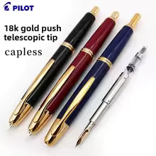 Pilot Capless Gold Trim Fountain Pen with 18kt Gold Nib