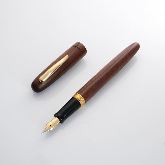 Tenny Big Round Fountain Pen - Black Sandalwood  (黒檀木)