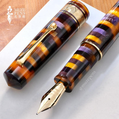 Leonardo Officina Italiana Momento Zero Grande Mosaico Fountain Pen  - Sea Anemone, Gold Trim