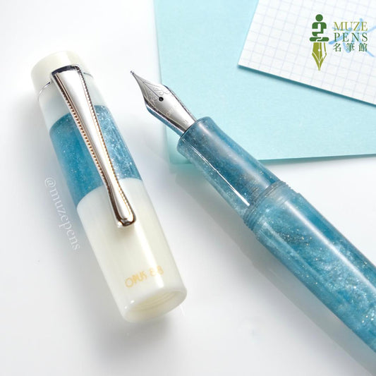 Opus88 Koloro Eyedropper Fountain Pen －White & Blue