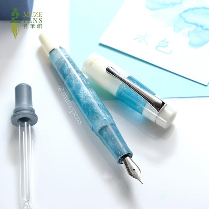 Opus88 Koloro Eyedropper Fountain Pen －White & Blue