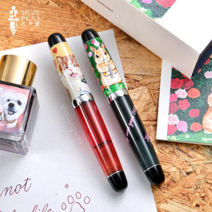 Opus88 x OniTatu99 Mini Pocket Eyedropper Fountain Pen - Cheer Kitty