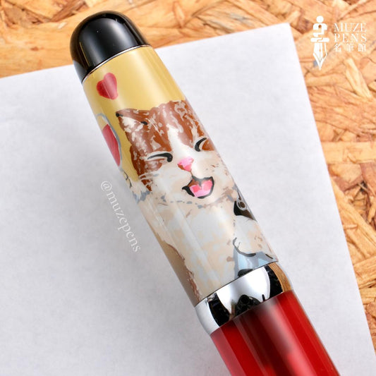 Opus88 x OniTatu99 Mini Pocket Eyedropper Fountain Pen - Cheer Kitty