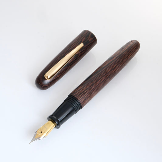 Tenny Big Round Fountain Pen -  Iron Knife Wood (鐵刀木)