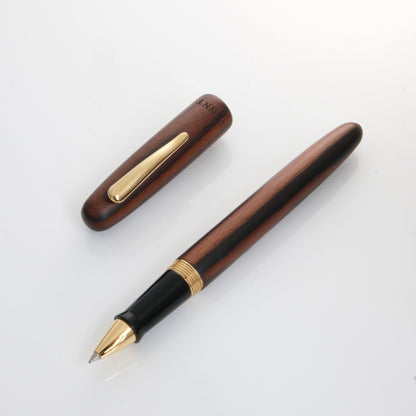 Tenny Small Round Rollerball Pen - Black Sandalwood (黒檀木)