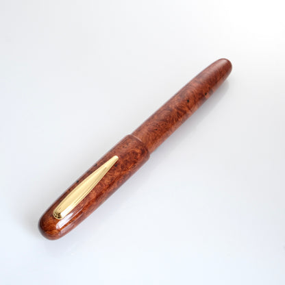 Tenny Premium Lacquered Series Handcrafted Wooden Fountain Pen - Burmese Rosewood Burl  (緬甸花梨木)
