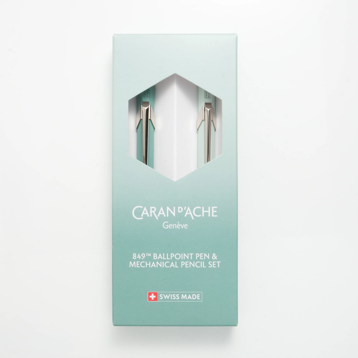 Caran d'Ache 849+844 Ballpoint Pen and Mechanical Pencil Set - Misty Forest (Special Edition)