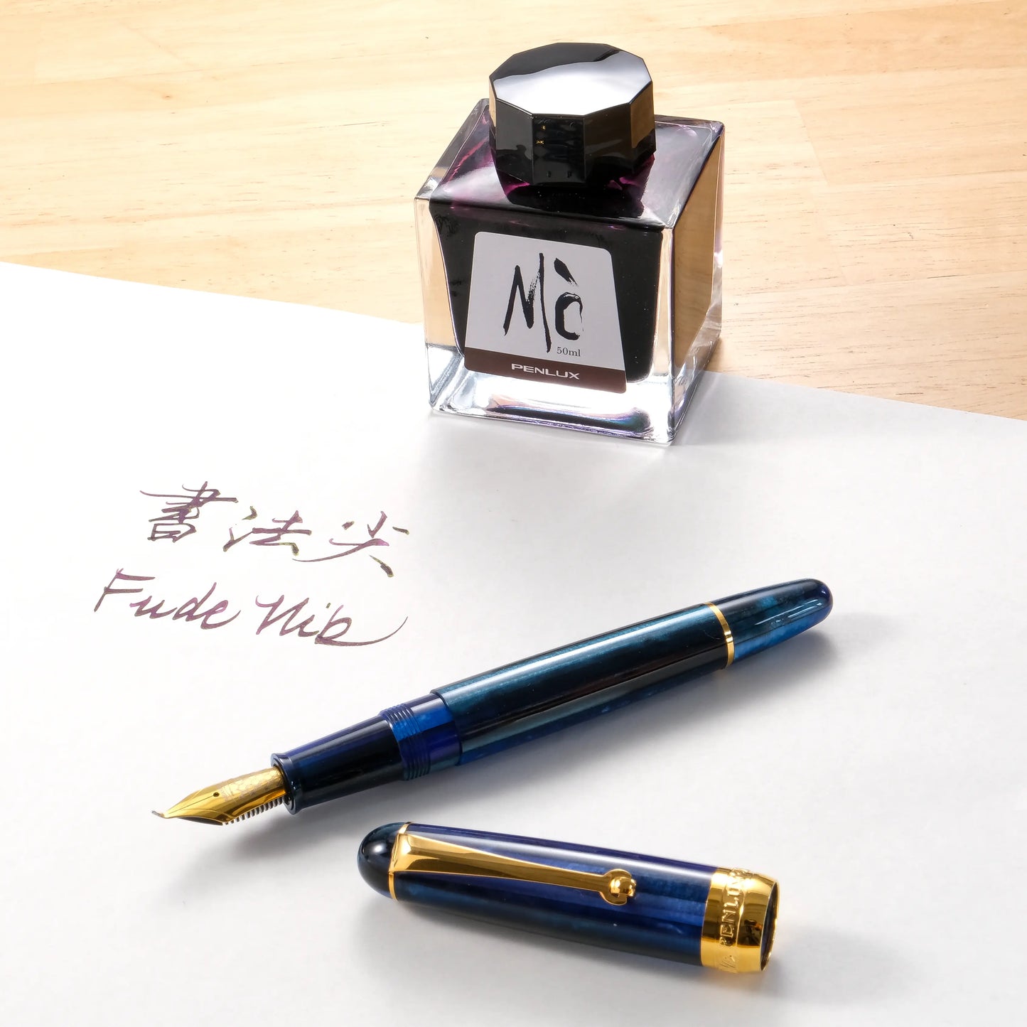 [PRE-ORDER] Penlux x Nagahara Delgado Gladius Blue Grotto Fountain Pen with Fude Nib (Special Edition)