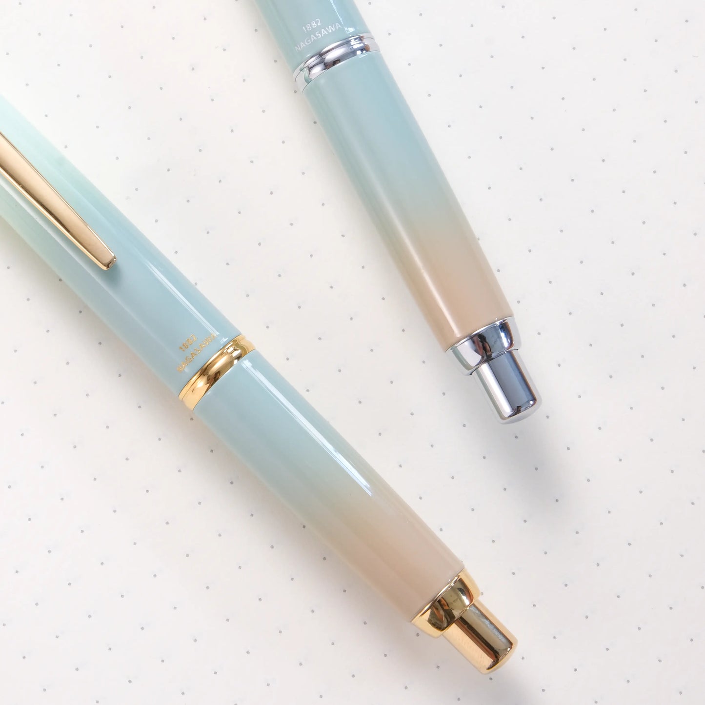 Nagasawa Capless Fountain Pen - Kobe Gradation Higashi-Kawasaki Harbor-Mint - Silver Trim (Limited Edition)