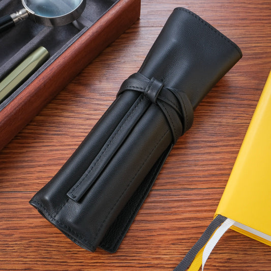 Muze x The Lederer Sheep Leather 5-Pen Pen Roll - Black