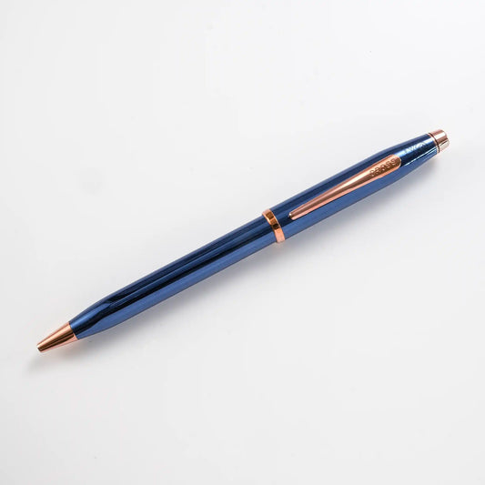 Cross Century II Ballpoint Pen － Cobalt Blue Lacquer with Rose Gold Trim