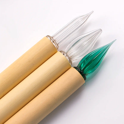 Sase Kogyosho 佐瀨工業所 Bamboo Glass Pen 3-Piece Set (Green)
