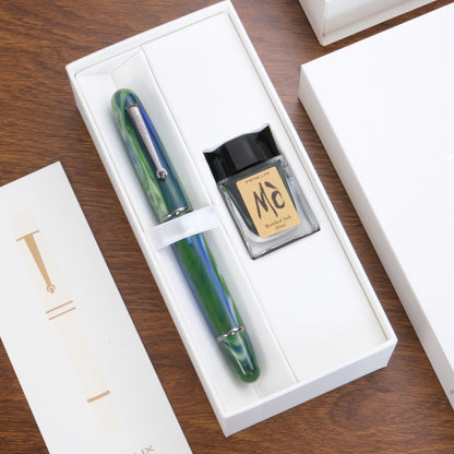Penlux Elite Piston Filler Fountain Pen - Green Earth