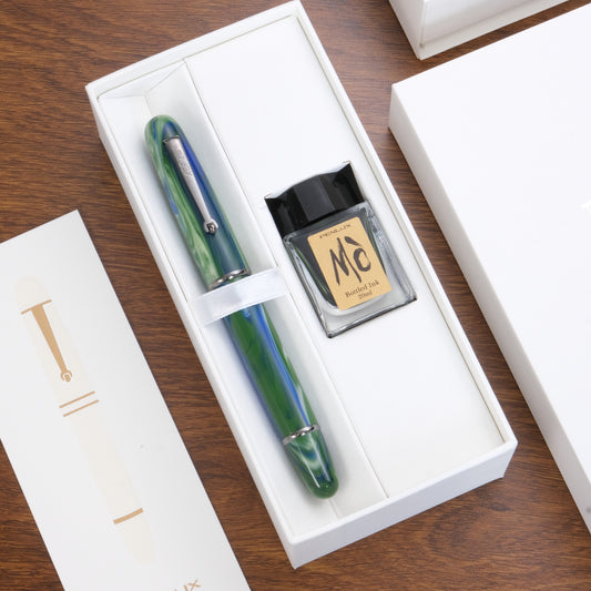 Penlux Elite Piston Filler Fountain Pen - Green Earth