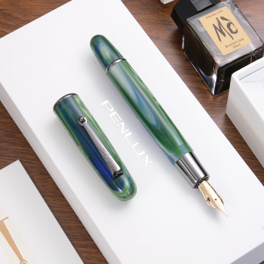 Penlux Elite Piston Filler Fountain Pen - Green Earth