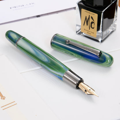 Penlux Elite Piston Filler Fountain Pen - Green Earth