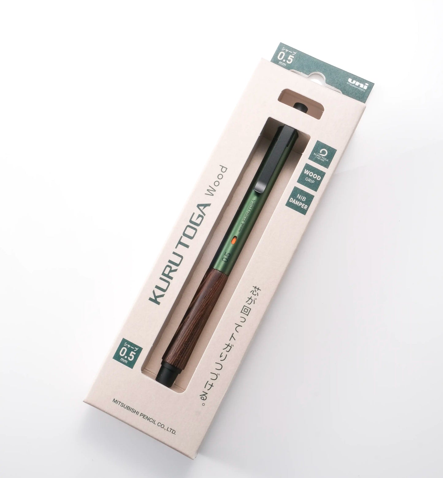 UNI Kurutoga Wood Mechanical Pencil - Forest Green