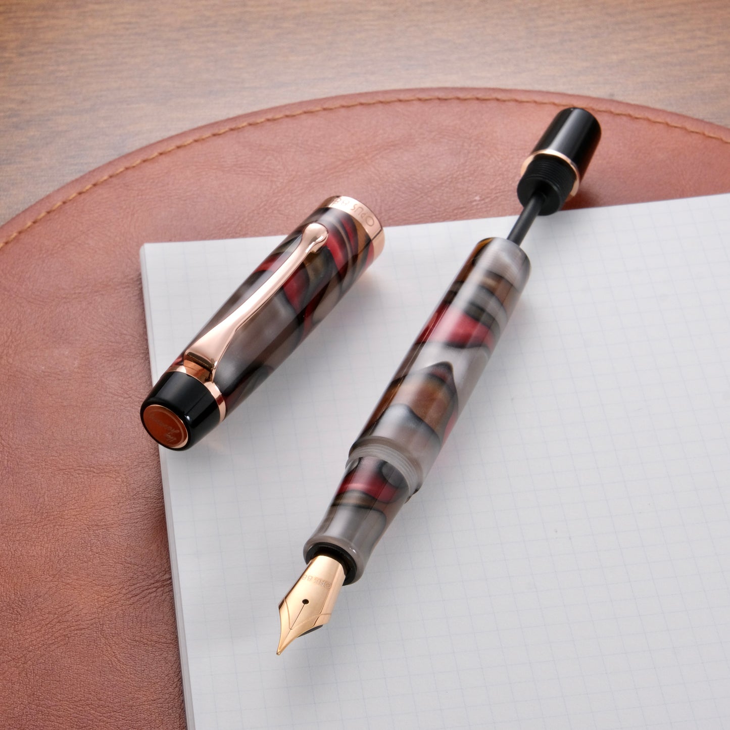 Opus 88 Harmony Eyedropper Fountain Pen - Red & Gray